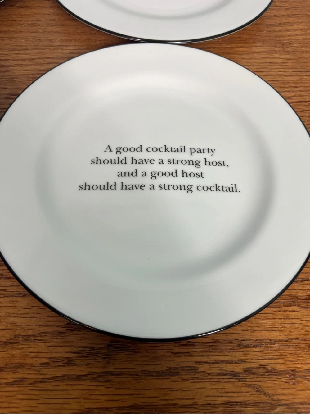 POTTERY BARN Cocktail Quotes Set of 4 Plates Appetizer Salad Dessert
